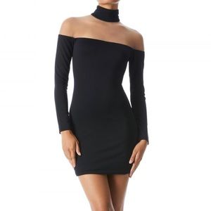 Alice + Olivia Zahra Sheer Turtleneck Mini Dress OBO